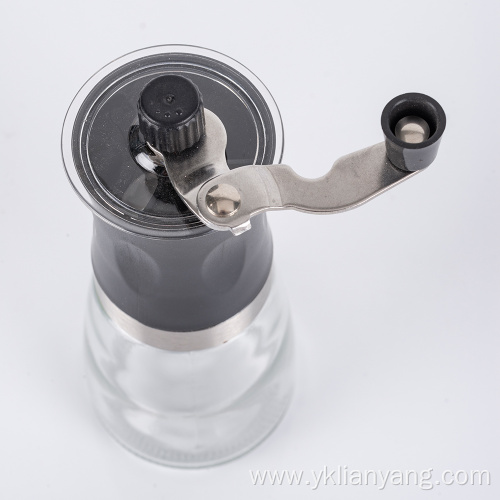 manual stainless steel coffee grinder with glass bottle